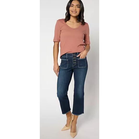 NYDJ Marilyn Ankle Embroidered Denim Jeans Lotus Gardens Womens 24W Petite New - Picture 1 of 15
